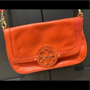 Tory Burch Amanda Classic Orange Leather Cross Body Bag
